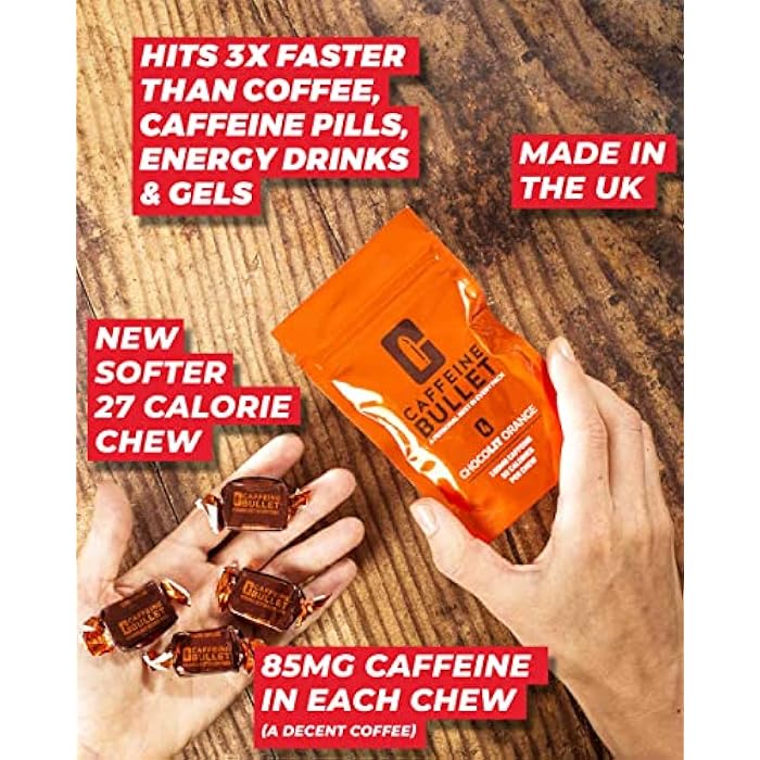 Caffeine Bullet كافيين بولت طعام الطاقة - شوكولاتة برتقال. 16 * 85 ملغ - دفعة أسرع من الحبوب، الجل، والعلكة. علم الرياضة للجري، ركوب الدراجات، والألعاب. تعزيز القدرة على التحمل قبل التمرين. - Image 3