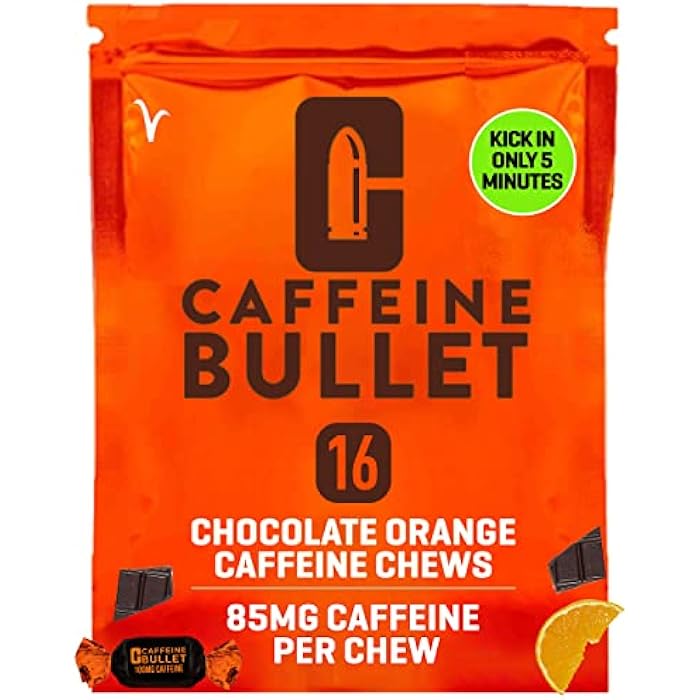 Caffeine Bullet كافيين بولت طعام الطاقة - شوكولاتة برتقال. 16 * 85 ملغ - دفعة أسرع من الحبوب، الجل، والعلكة. علم الرياضة للجري، ركوب الدراجات، والألعاب. تعزيز القدرة على التحمل قبل التمرين. - Image 1