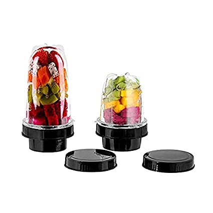 Gemini Super Durable Bullet Jar for Mixer Grinder Set of 2 (530 ML & 350 ML) ABS Transparent Plastic, Black - Image 1