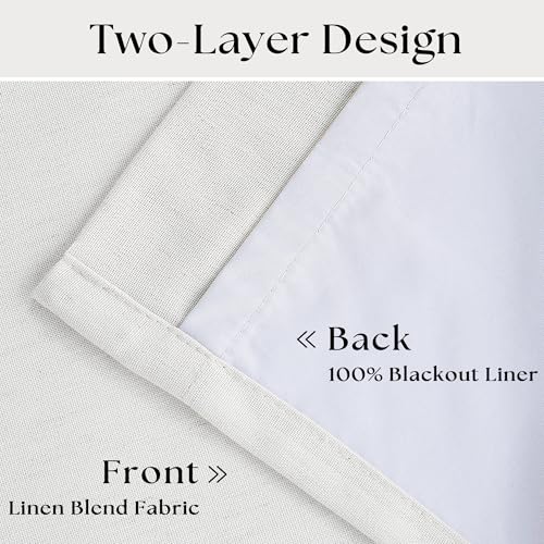 TWODRAPES Beige White Pinch Pleated Full Blackout Curtains 2 Panels Set Linen Room Darkening 100% Black Out Window Curtains 96 Inch for Living Room Bedroom Thermal Insulated Pinch Pleat Drapes with Hooks Rings - Image 4