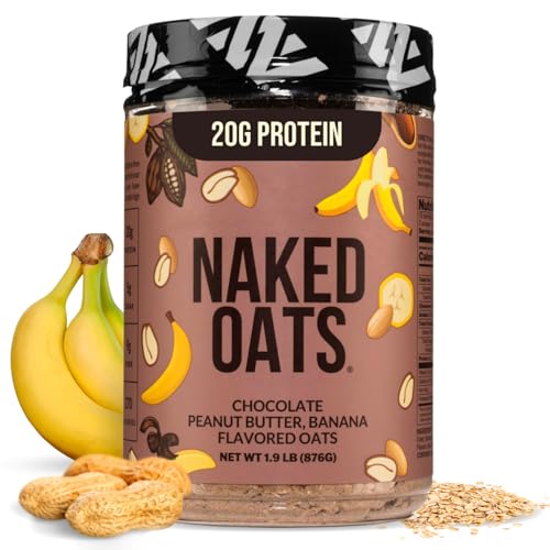 Nakd Naked Oats - Chocolate PB Banana Overnight Oats, 20g Whey Protein, Gluten-Free Oatmeal Instant Breakfast or Shake, High Protein Oatmeal, High Fiber Breakfast Shake, Non GMO, No Soy - 12 Servings - Image 1