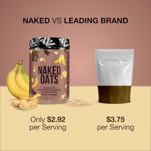 Nakd Naked Oats - Chocolate PB Banana Overnight Oats, 20g Whey Protein, Gluten-Free Oatmeal Instant Breakfast or Shake, High Protein Oatmeal, High Fiber Breakfast Shake, Non GMO, No Soy - 12 Servings - Image 4