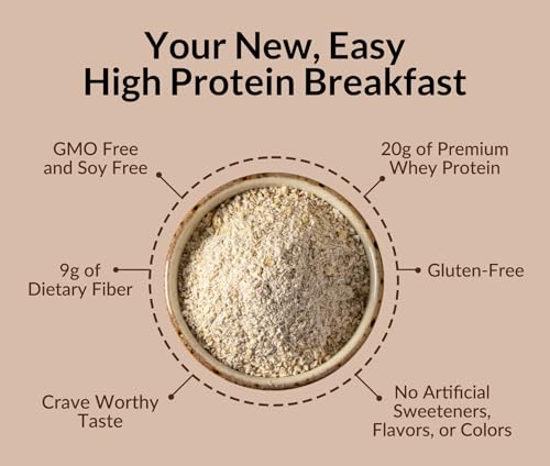 Nakd Naked Oats - Chocolate PB Banana Overnight Oats, 20g Whey Protein, Gluten-Free Oatmeal Instant Breakfast or Shake, High Protein Oatmeal, High Fiber Breakfast Shake, Non GMO, No Soy - 12 Servings - Image 2