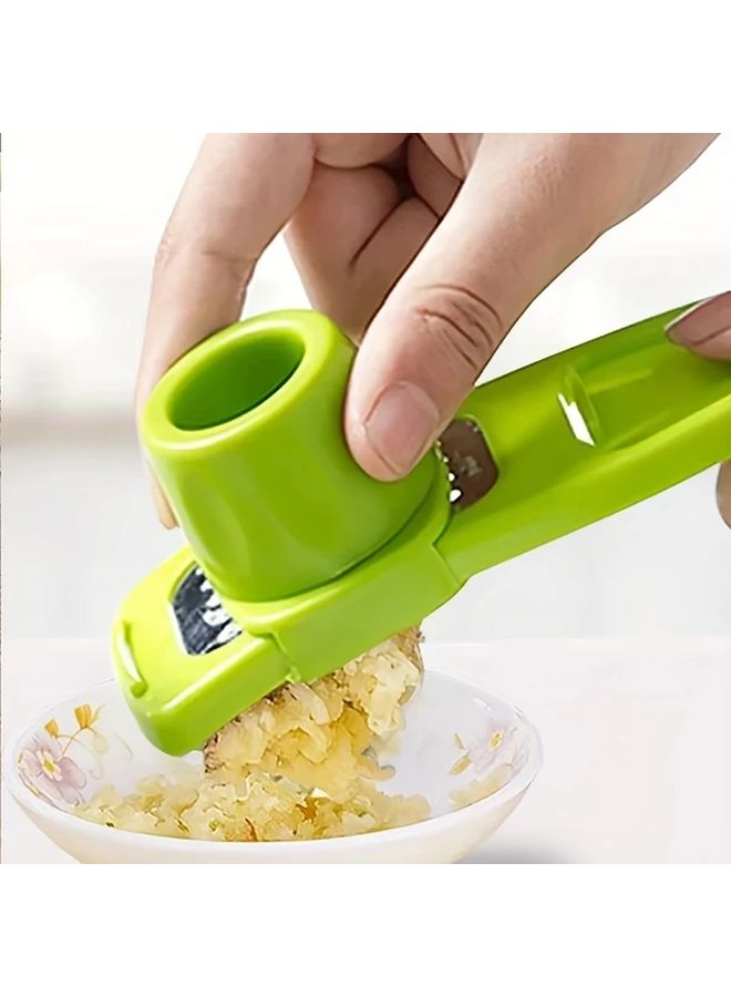 Green Plastic Garlic Press Mincer Crusher for Kitchen Camping - Image 2