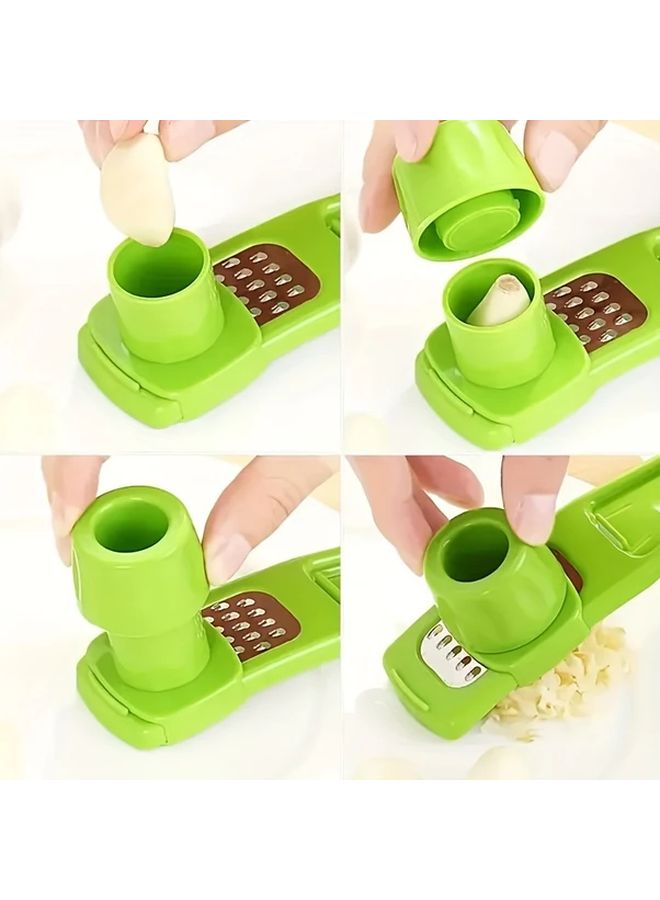 Green Plastic Garlic Press Mincer Crusher for Kitchen Camping - Image 5