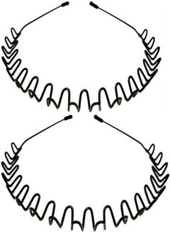 Generic Metal Headbands, 2 Pack Fashion Unisex Black Hairband Spring Wave Non Slip Sports Headwear Hair Hoop Hair Accessories (2 Pack)  - Image 1
