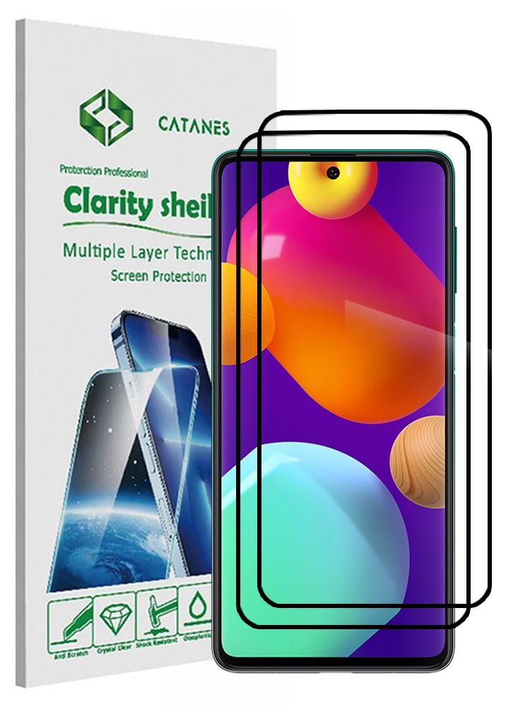 CATANES 2 Pack For Samsung Galaxy M62 Screen Protector Tempered Glass Full Glue Back - Image 1