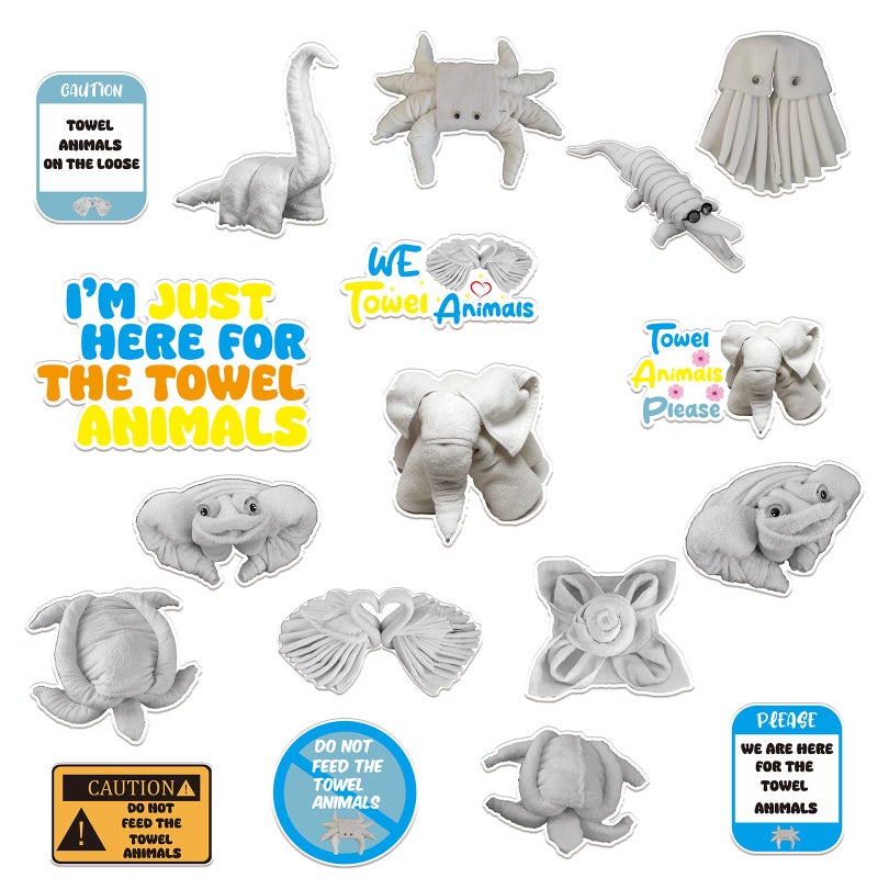 Wxiben Towel Animals Cruise Door Magnets - Wxiben 18PCS Sea Ocean Cruise Door Decorations Magnetic Funny Animals Cruise Ship Door Decorations Magnet Stickers for Carnival Cabin Refrigerator Decor - Image 1