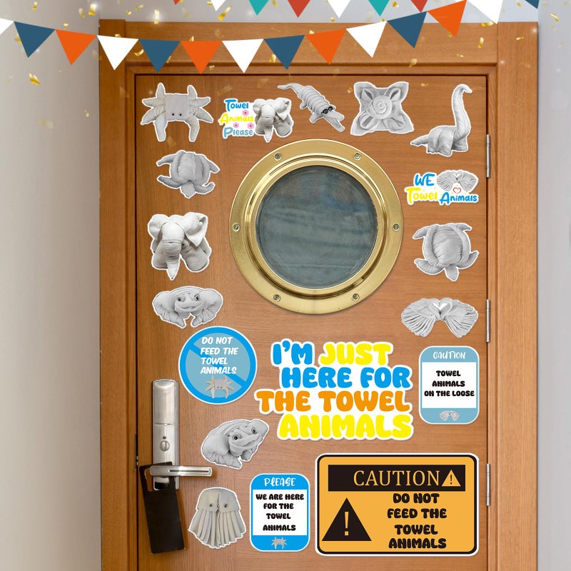 Wxiben Towel Animals Cruise Door Magnets - Wxiben 18PCS Sea Ocean Cruise Door Decorations Magnetic Funny Animals Cruise Ship Door Decorations Magnet Stickers for Carnival Cabin Refrigerator Decor - Image 3