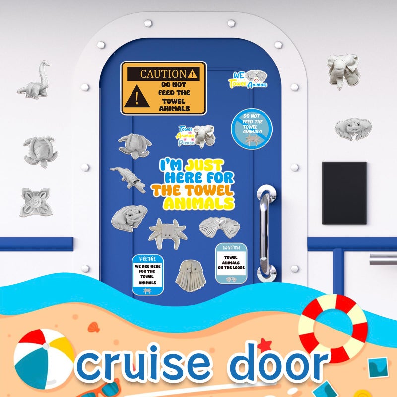 Wxiben Towel Animals Cruise Door Magnets - Wxiben 18PCS Sea Ocean Cruise Door Decorations Magnetic Funny Animals Cruise Ship Door Decorations Magnet Stickers for Carnival Cabin Refrigerator Decor - Image 5