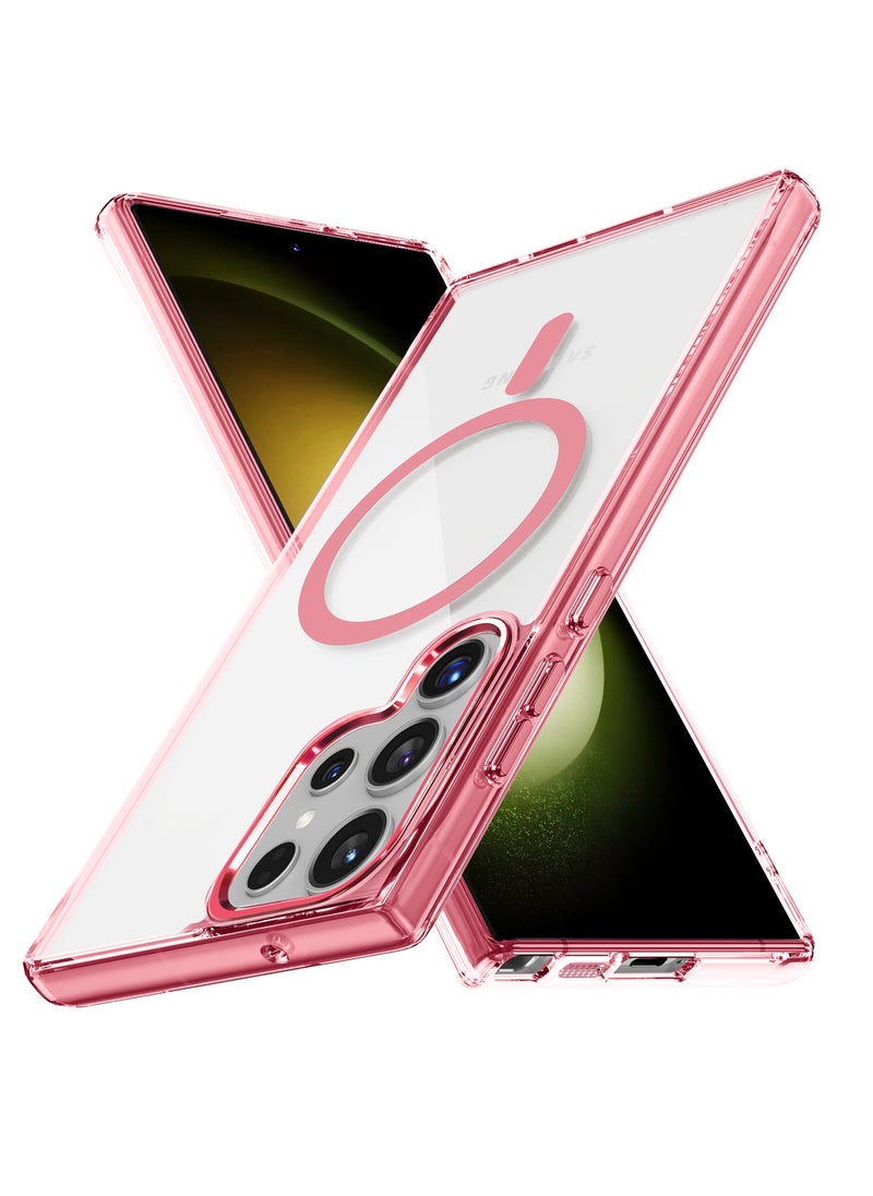 ICARLUS For Samsung Galaxy S23 Ultra Case Compatible with MagSafe TPU+PC Anti-Scratch Cover - Pink  - Image 2