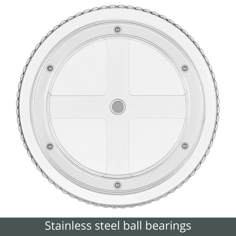 mDesign Fluted Lazy Susan Turntable Plastic Spinner for Kitchen and Bathroom Cabinet, Cupboard, or Countertop Organizing - Rotating Organizer for Condiments, Jewelry, Accessories - 9" Round - Clear - Image 4