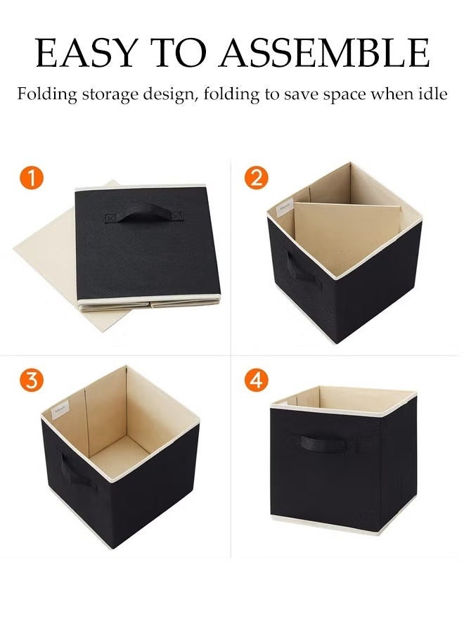 DUNISO 6 Pack Collapsible Storage Bins, Fabric Bins with Handles, Large Capacity Storage Cubes，Suitable for Books Toys Clothes and Sundries(Black，33x33x33 cm) - Image 4
