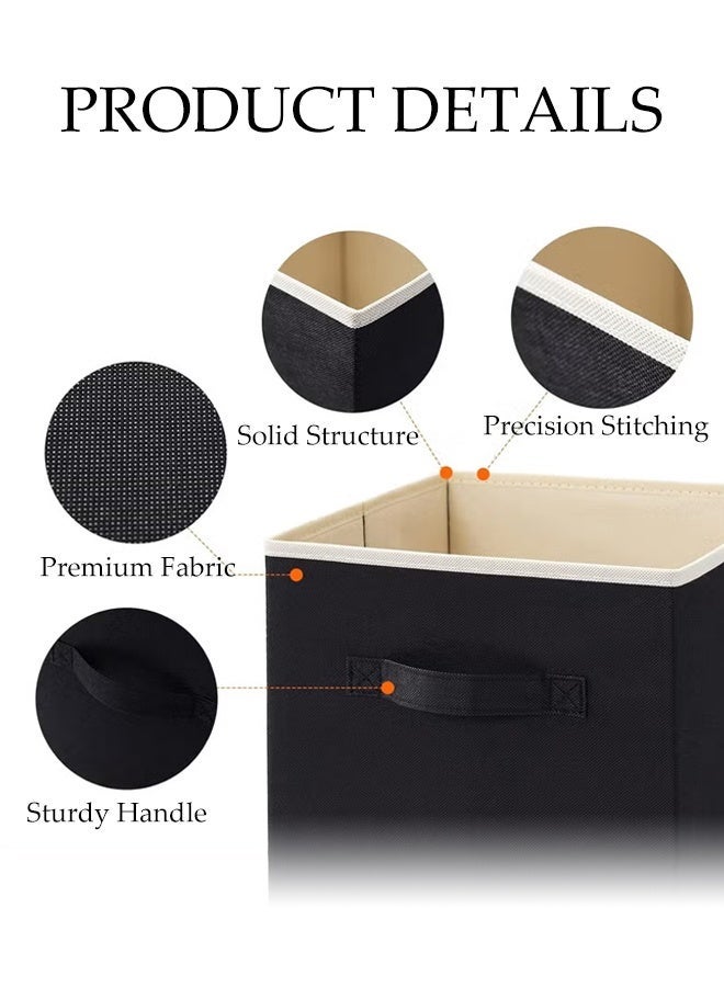 DUNISO 6 Pack Collapsible Storage Bins, Fabric Bins with Handles, Large Capacity Storage Cubes，Suitable for Books Toys Clothes and Sundries(Black，33x33x33 cm) - Image 3