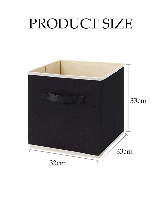 DUNISO 6 Pack Collapsible Storage Bins, Fabric Bins with Handles, Large Capacity Storage Cubes，Suitable for Books Toys Clothes and Sundries(Black，33x33x33 cm) - Image 2