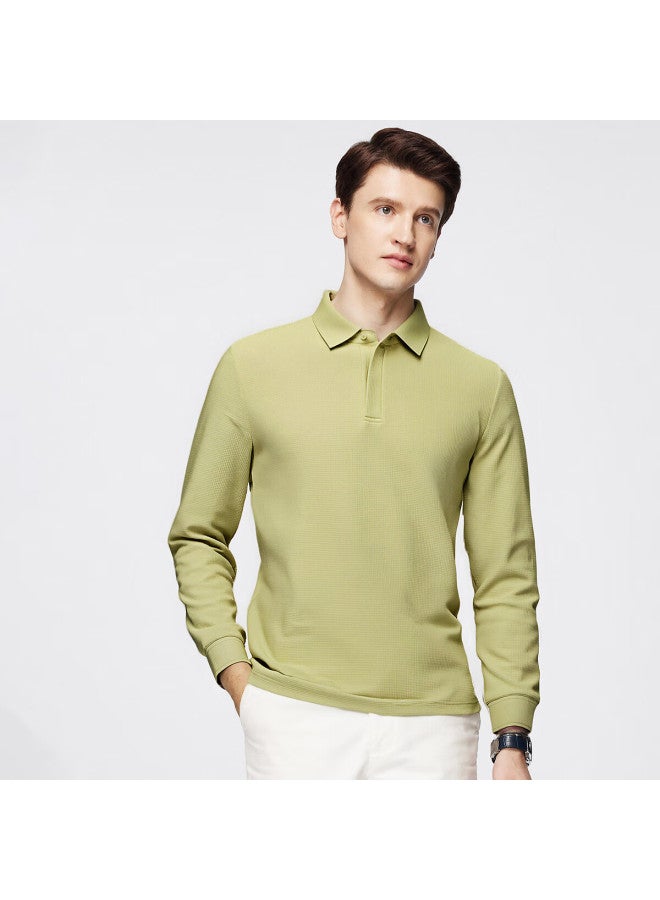 Firs Long Sleeve Polo Autumn New Men's Xinjiang Cotton Warm Breathable Skin-friendly Business Commuting Base Shirt Men's Wear - Image 1