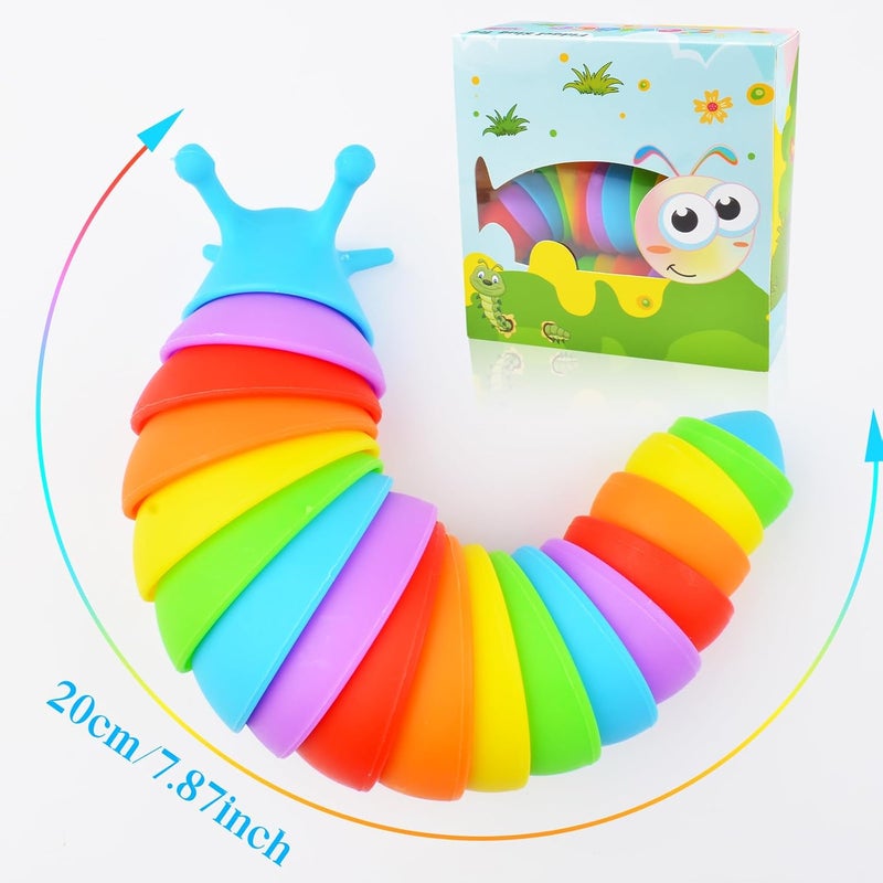 Cevioce Fidget Slug Toy, Sensory Slug Fidget Toy for Kids & Adults, 2 PCS Cute 3D Articulated Sensory Toys - Can Be Spliced, Safe｜Exercise Wrist Strength & Stress Relief, Great Gift for ADHD Autism A - Image 3