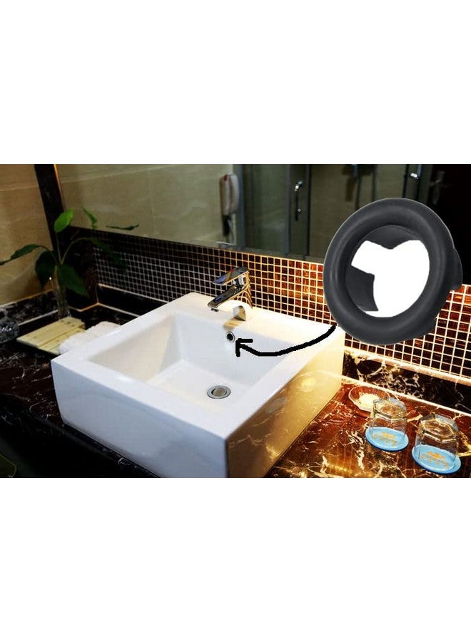 Alovexiong Alovexiong 4 Pack Bathroom Basin Sink Round Hole Trim Overflow Cover Rings Hole Insert in Cap Hollow Ring Triangle for Hole Diameter Replacement Ceramic Pots for Home,Sink,Bathroom,Kitchen (black) - Image 5