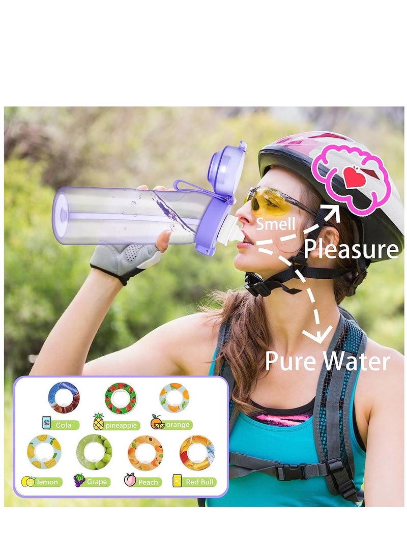 Sports Air Water Bottle BPA Free Starter up Set Drinking Bottles 650ML Fruit Fragrance Water Bottle with 7 Flavour pods%0 Sugar Water Cup for Gym and Outdoor Gift (Pink)