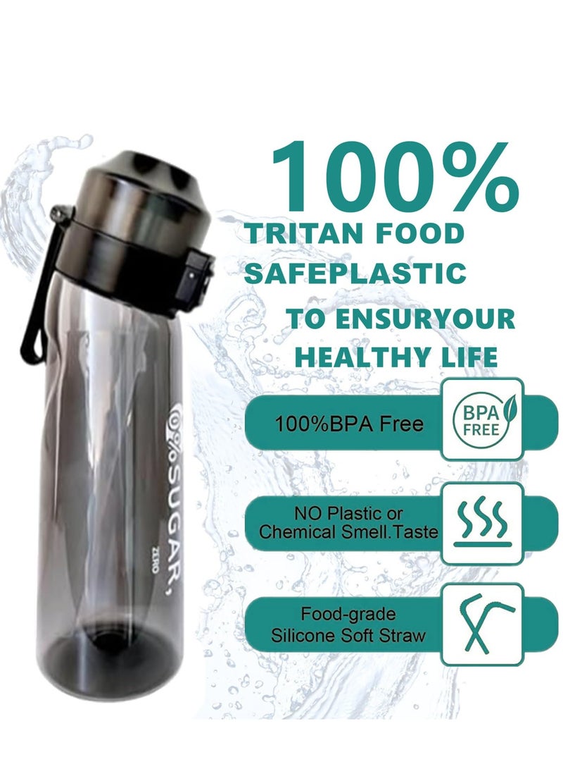 Sports Air Water Bottle BPA Free Starter up Set Drinking Bottles 650ML Fruit Fragrance Water Bottle with 7 Flavour pods%0 Sugar Water Cup for Gym and Outdoor Gift (Pink)
