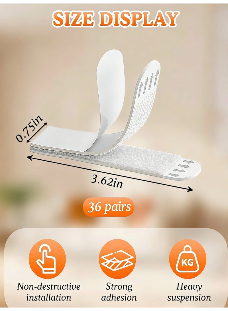 36-Pair Heavy Duty No-Nail Picture Hanging Strips, Heavy Duty Sticky Picture Hangers for Walls, Hanging Pictures Without Nail,Frame Mounting Strips White，for Frame Hanging Poster Strips Christmas Decorations - Image 2