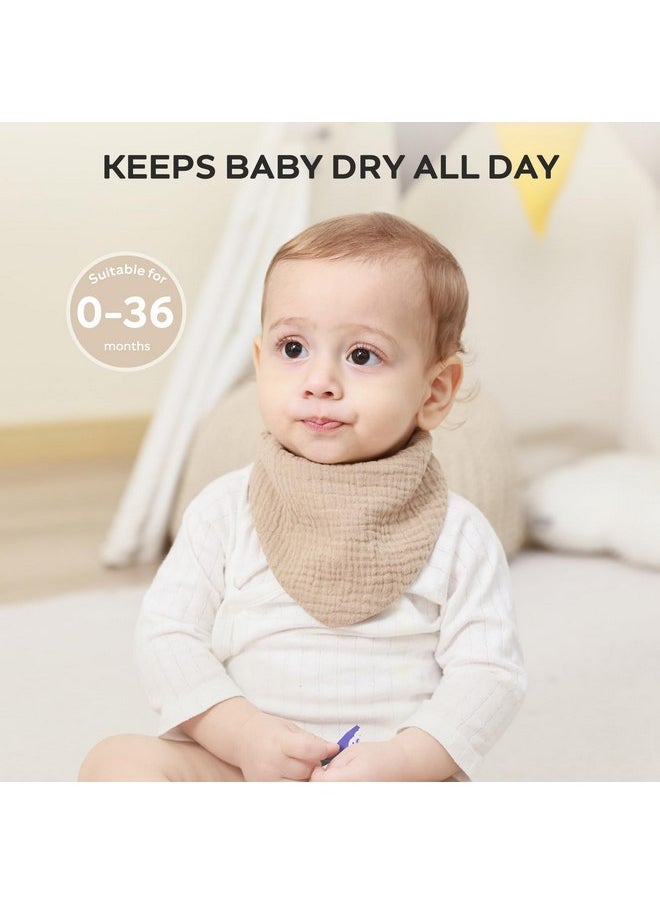 JELLYMONI JELLYMONI Muslin Baby Bibs 10 Pack Drool Bibs for Unisex Baby, Soft Absorbent Bandana Bibs Adjustable Snaps Solid Colors Teething Bibs for Newborn Girls & Boys  - Image 2