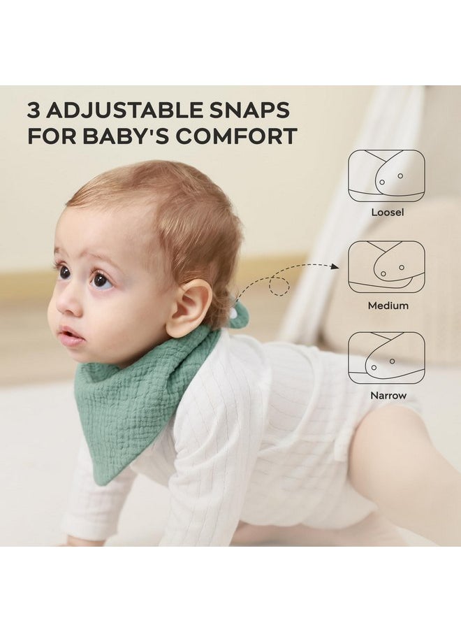JELLYMONI JELLYMONI Muslin Baby Bibs 10 Pack Drool Bibs for Unisex Baby, Soft Absorbent Bandana Bibs Adjustable Snaps Solid Colors Teething Bibs for Newborn Girls & Boys  - Image 3