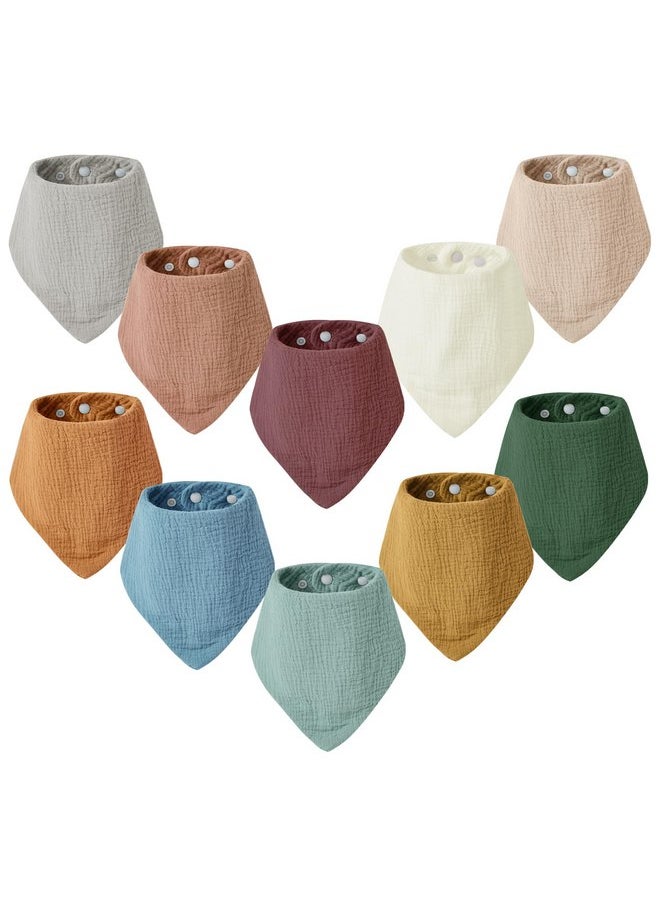 JELLYMONI JELLYMONI Muslin Baby Bibs 10 Pack Drool Bibs for Unisex Baby, Soft Absorbent Bandana Bibs Adjustable Snaps Solid Colors Teething Bibs for Newborn Girls & Boys  - Image 1