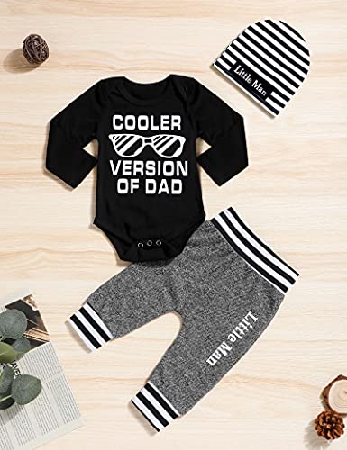 Fommy Baby Boy Clothes 0-3 Months Fall Winter Outfits Cooler Version Of Dad Print Romper Long Pants Hats Cute Boy Baby Clothes Outfits Set - Image 3
