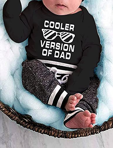 Fommy Baby Boy Clothes 0-3 Months Fall Winter Outfits Cooler Version Of Dad Print Romper Long Pants Hats Cute Boy Baby Clothes Outfits Set - Image 2