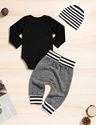 Fommy Baby Boy Clothes 0-3 Months Fall Winter Outfits Cooler Version Of Dad Print Romper Long Pants Hats Cute Boy Baby Clothes Outfits Set - Image 4