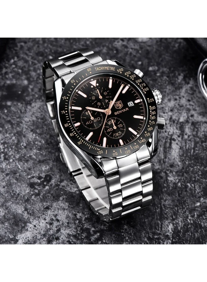 BENYAR  BY BENYAR Mens Watches Analog Quartz Chronograph Waterproof Watch for Men Business Work Sport Casual Classic Stainless Steel Dress Men's Wrist Watches Elegant Gifts for Men for Men | Best Price UAE