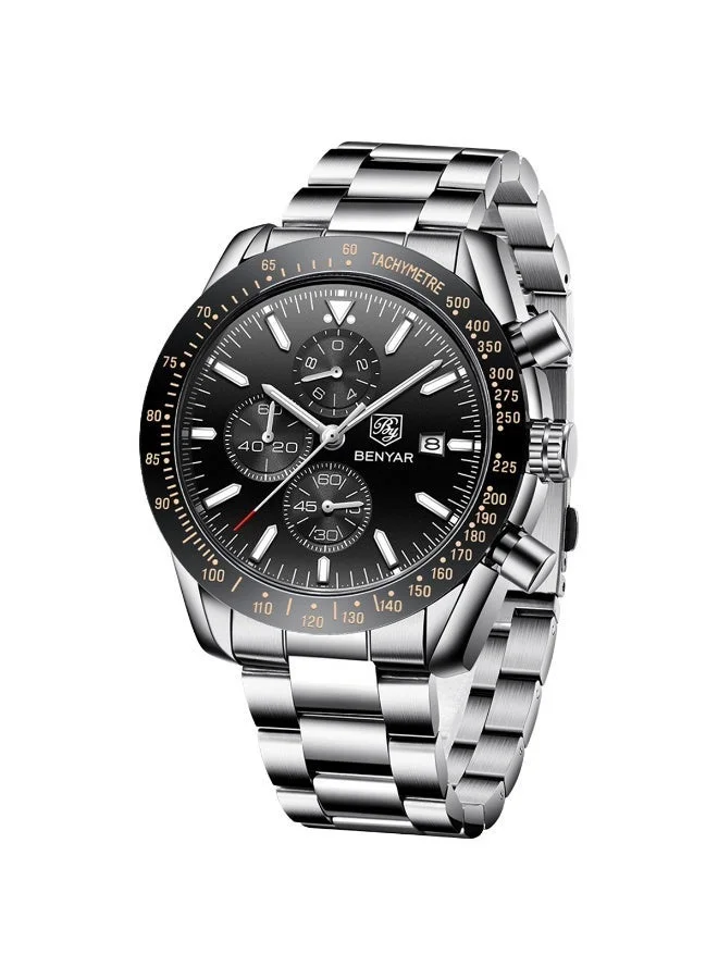 بينيار من قبل Benyar الرجال ووتش التناظرية الكوارتز توقيت الرجال ووتش للماء العمل التجاري الرياضة الترفيهية الكلاسيكية الفولاذ المقاوم للصدأ اللباس الرجال ووتش هدية أنيقة