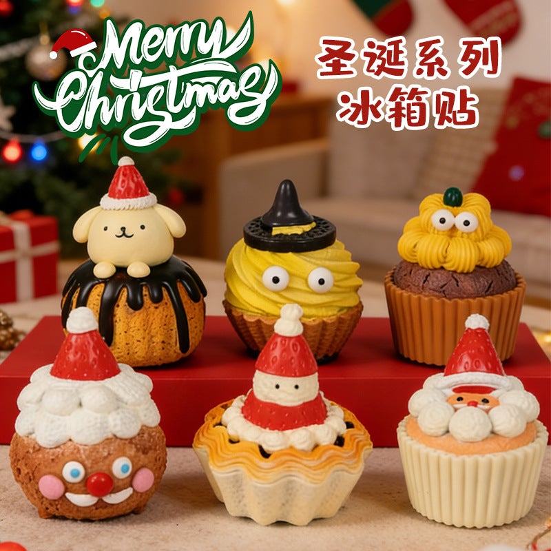 Christmas Series Cake Fridge Magnets - Cartoon Resin Decor - Image 2