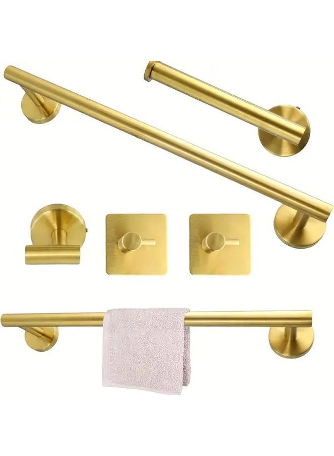 5pcs Stainless Steel Bathroom Hardware Set Silvery Wall Mounted Towel Bar Hooks - Image 2