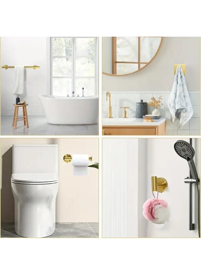 5pcs Stainless Steel Bathroom Hardware Set Silvery Wall Mounted Towel Bar Hooks - Image 3