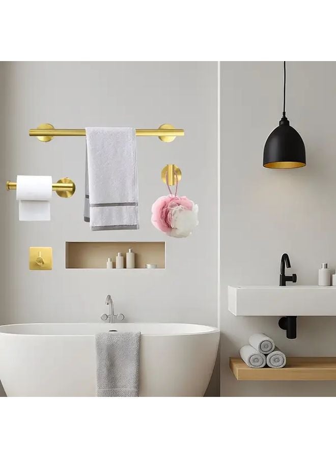 5pcs Stainless Steel Bathroom Hardware Set Silvery Wall Mounted Towel Bar Hooks - Image 5