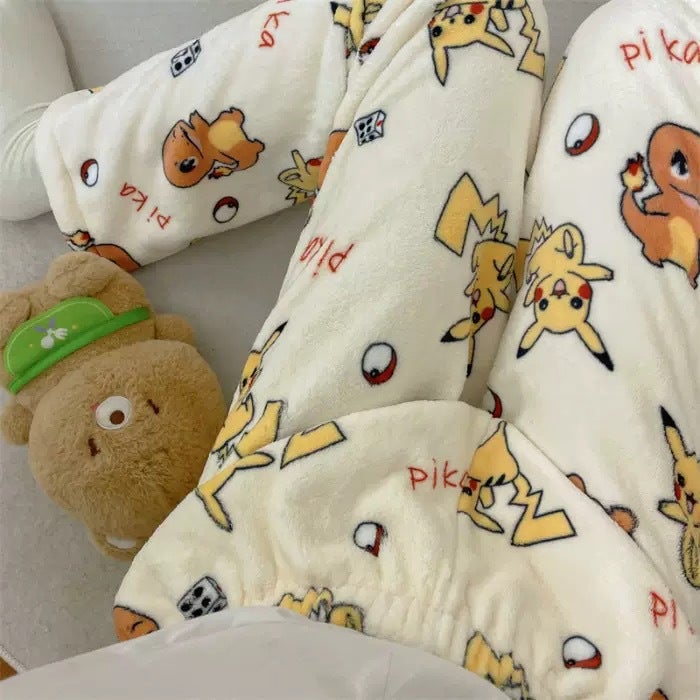 New Men'S And Women'S Flannel Pajamas, Coral Velvet Plus Velvet Warm Casual Home Pants - Image 1