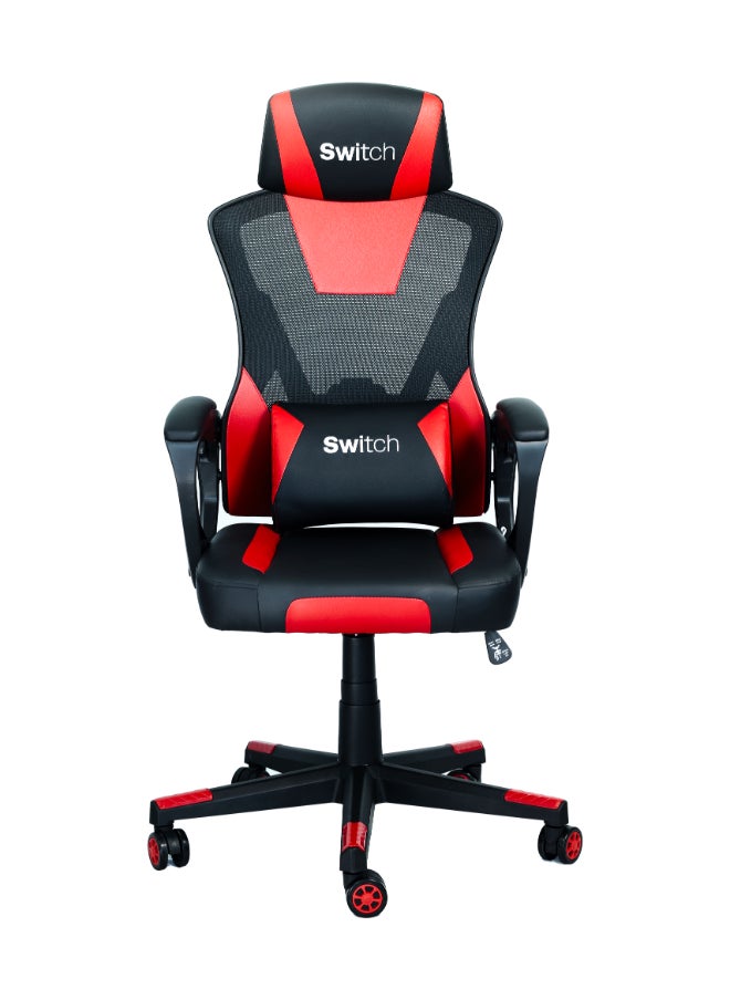 Switch - Ergonomic Home Office Chair, With Swivel Function, Height Adjustable, Comfortable Support, Breathable Mesh Fabric, Easy Assembly, Reliable and Durable, Black/Red - Image 1