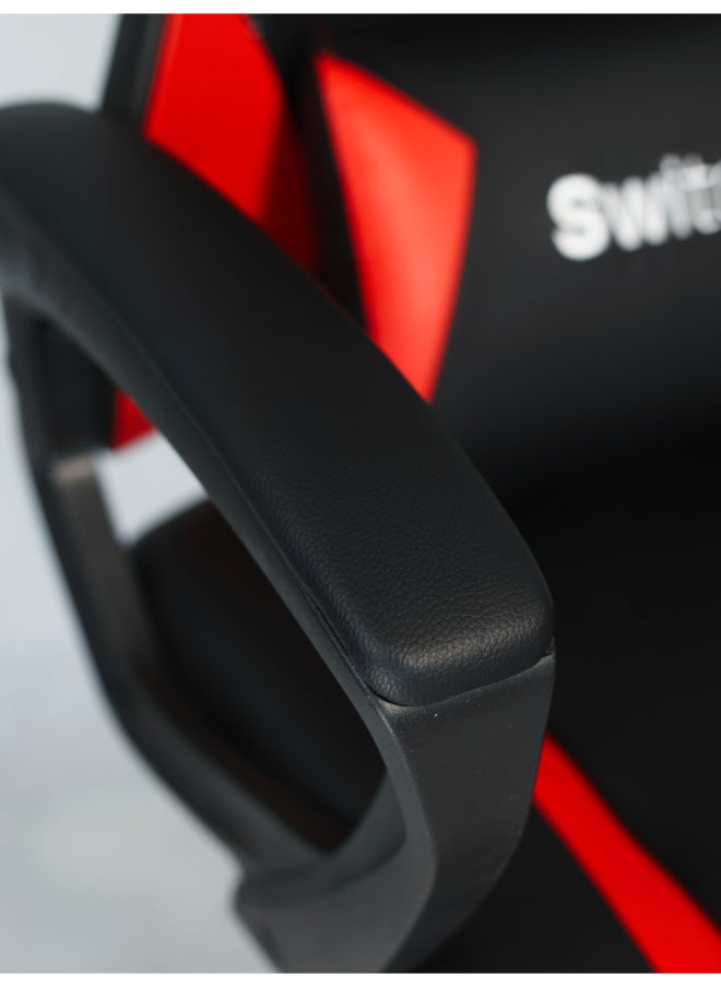 Switch - Ergonomic Home Office Chair, With Swivel Function, Height Adjustable, Comfortable Support, Breathable Mesh Fabric, Easy Assembly, Reliable and Durable, Black/Red - Image 1