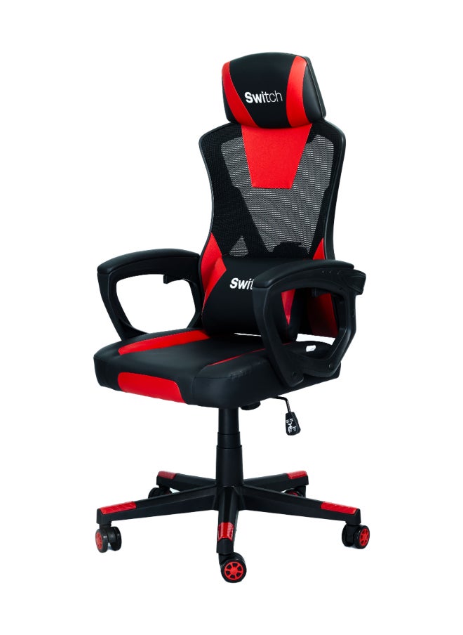 Switch - Ergonomic Home Office Chair, With Swivel Function, Height Adjustable, Comfortable Support, Breathable Mesh Fabric, Easy Assembly, Reliable and Durable, Black/Red - Image 1