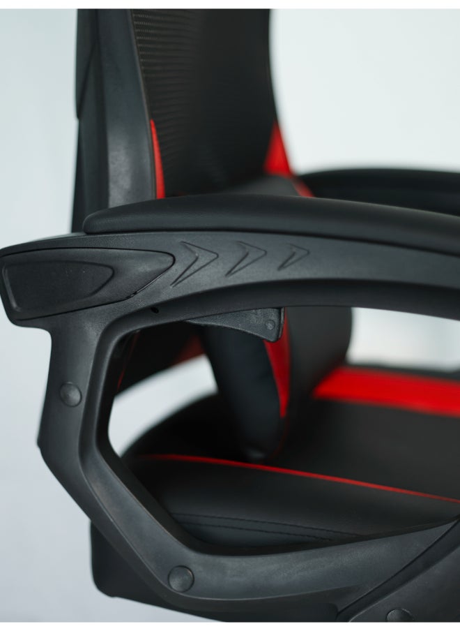 Switch - Ergonomic Home Office Chair, With Swivel Function, Height Adjustable, Comfortable Support, Breathable Mesh Fabric, Easy Assembly, Reliable and Durable, Black/Red - Image 1