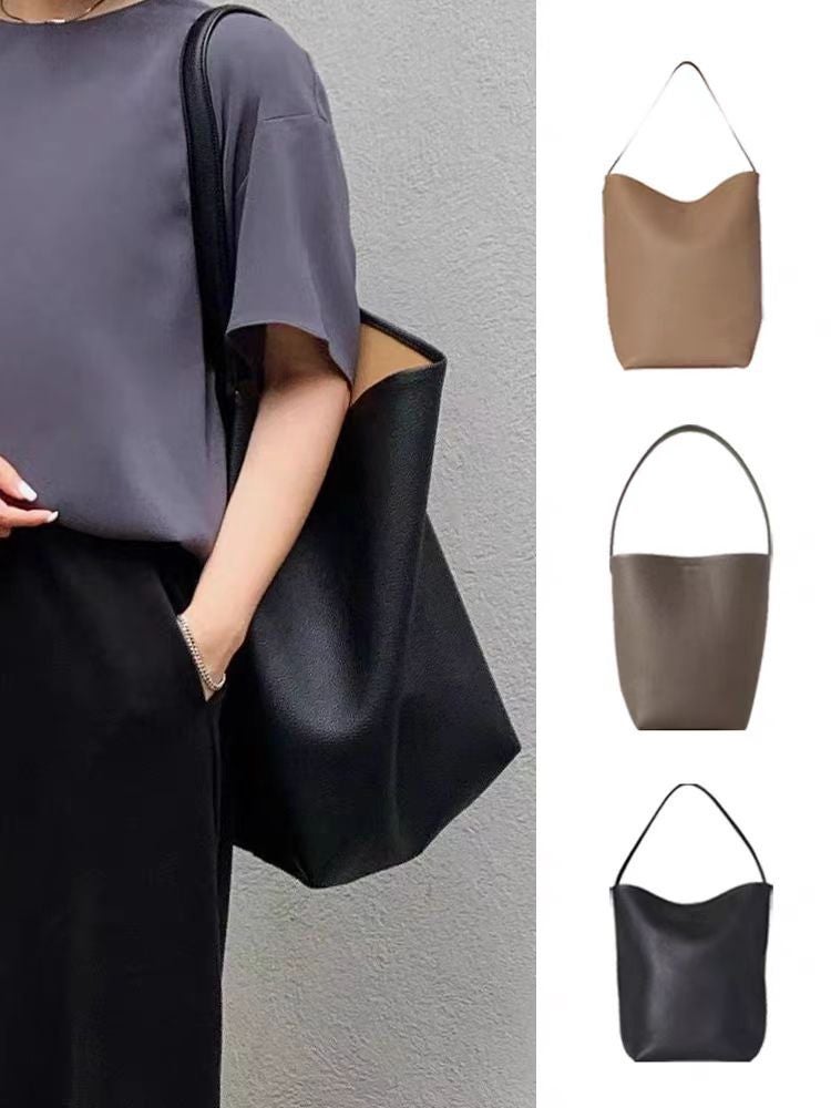 Celebrity Style Bucket Bag For Women New 2025 Single Shoulder Cowhide Large Capacity Niche Satchel Large Bag Genuine Leather Bag For Women - Image 5
