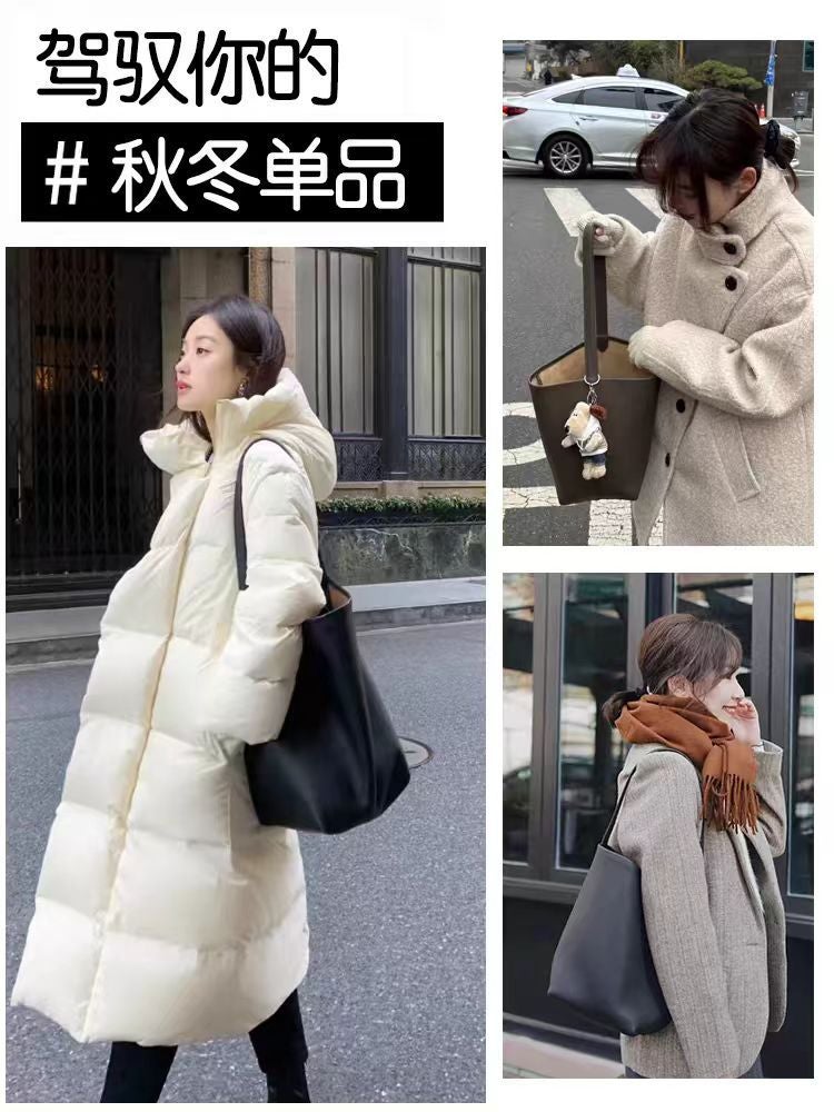 Celebrity Style Bucket Bag For Women New 2025 Single Shoulder Cowhide Large Capacity Niche Satchel Large Bag Genuine Leather Bag For Women - Image 2