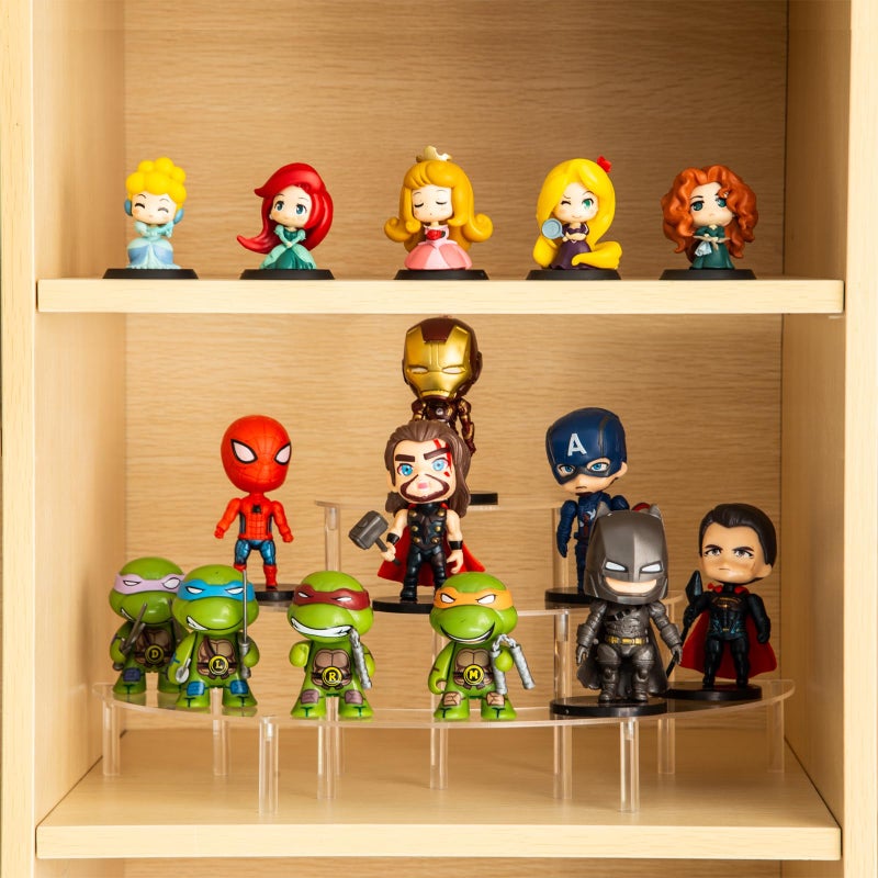 HENABLE Acrylic Display Riser - 3 Tier Clear Cupcake Stand, Perfume Organizer, Half Moon Dessert Stand, Shelf for Food, Amiibo Funko POP Figure Display - Image 3