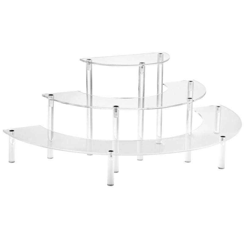 HENABLE Acrylic Display Riser - 3 Tier Clear Cupcake Stand, Perfume Organizer, Half Moon Dessert Stand, Shelf for Food, Amiibo Funko POP Figure Display - Image 1