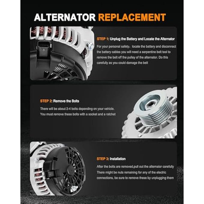 ASAPE New Alternator Fit for 2006 for Cadillac Escalade 6.0L 2005-2007 for GMC Sierra 1500 4.3L 2005-2006 for GMC Sierra 1500 5.3L, Replace OE 8302 - Image 5