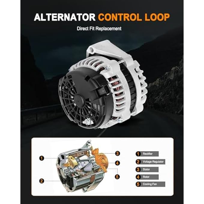 ASAPE New Alternator Fit for 2006 for Cadillac Escalade 6.0L 2005-2007 for GMC Sierra 1500 4.3L 2005-2006 for GMC Sierra 1500 5.3L, Replace OE 8302 - Image 3