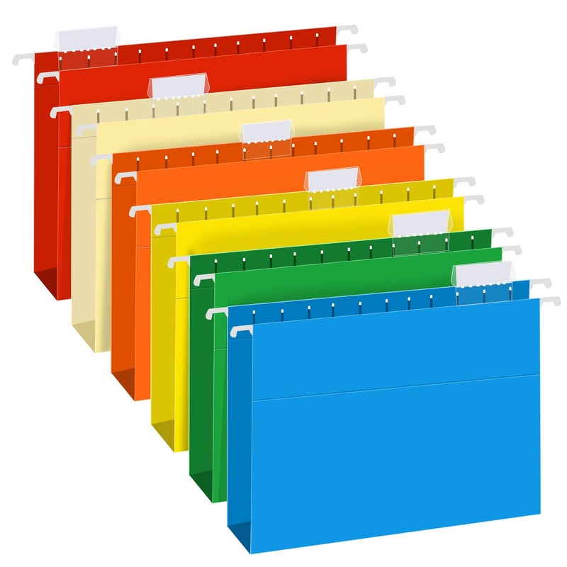 RAZCC Extra Capacity Hanging File Folders, RAZCC 30 Pack Letter Size Reinforced Hanging Folders with Heavy Duty 2 Inch Expansion for Bulky Files, Filing Cabinet, Adjustable Tabs, Assorted Colors - Image 1