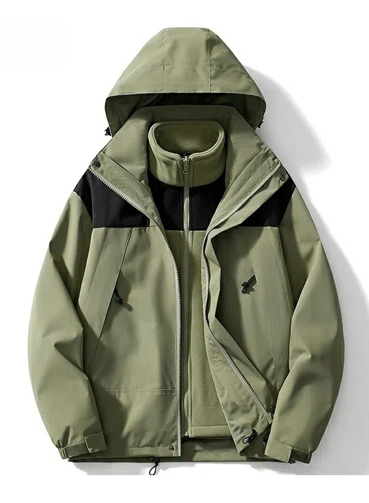 Loquat Unisex 3-in-1 Winter Coats Snow Ski Jacket Waterproof Windproof Detachable Polar Fleece Lined Jacket Olive Green  - Image 1